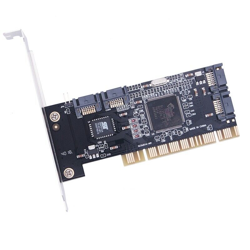 4 Ports PCI SATA Raid Controller Internal Expansion Card with Two Sata Cables,S6