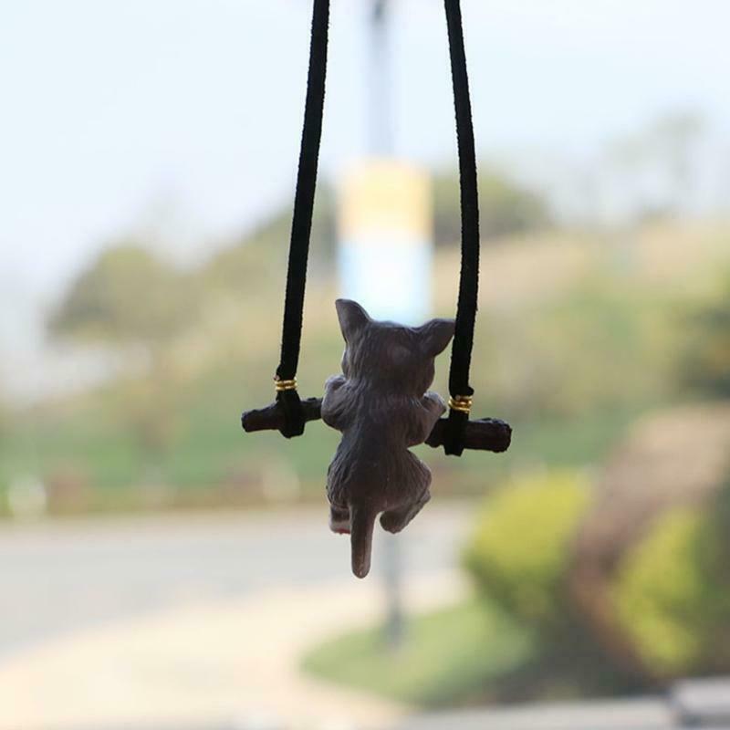 Hanging Cat Ornament Cute Pendant for Car Goods Twig White Cat Pendant