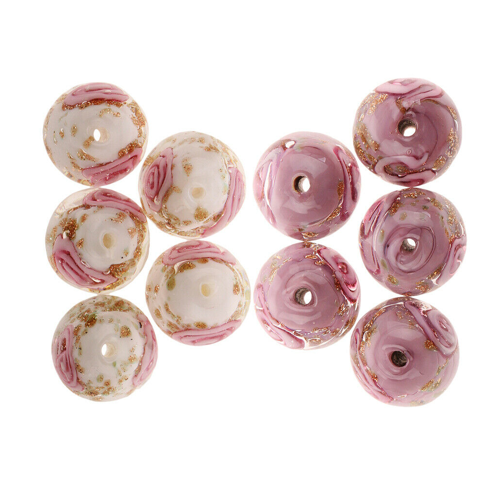 10pcs Glitter Lampwork Glass Beads for Jewelry Making Beading DIY Craft 12mm