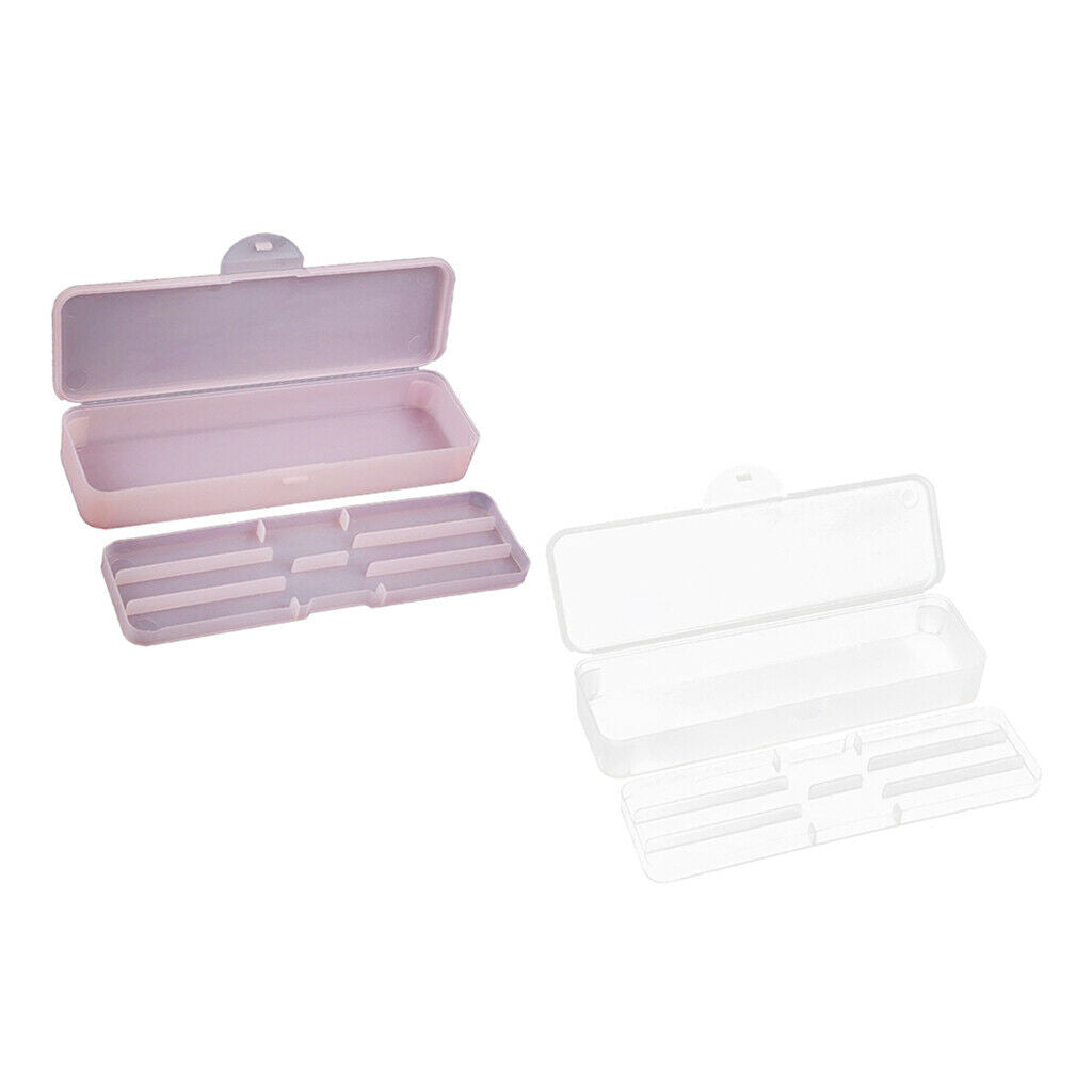 2 lot Double Layer Storage Box Nail Art Pen Files Container White+Pink