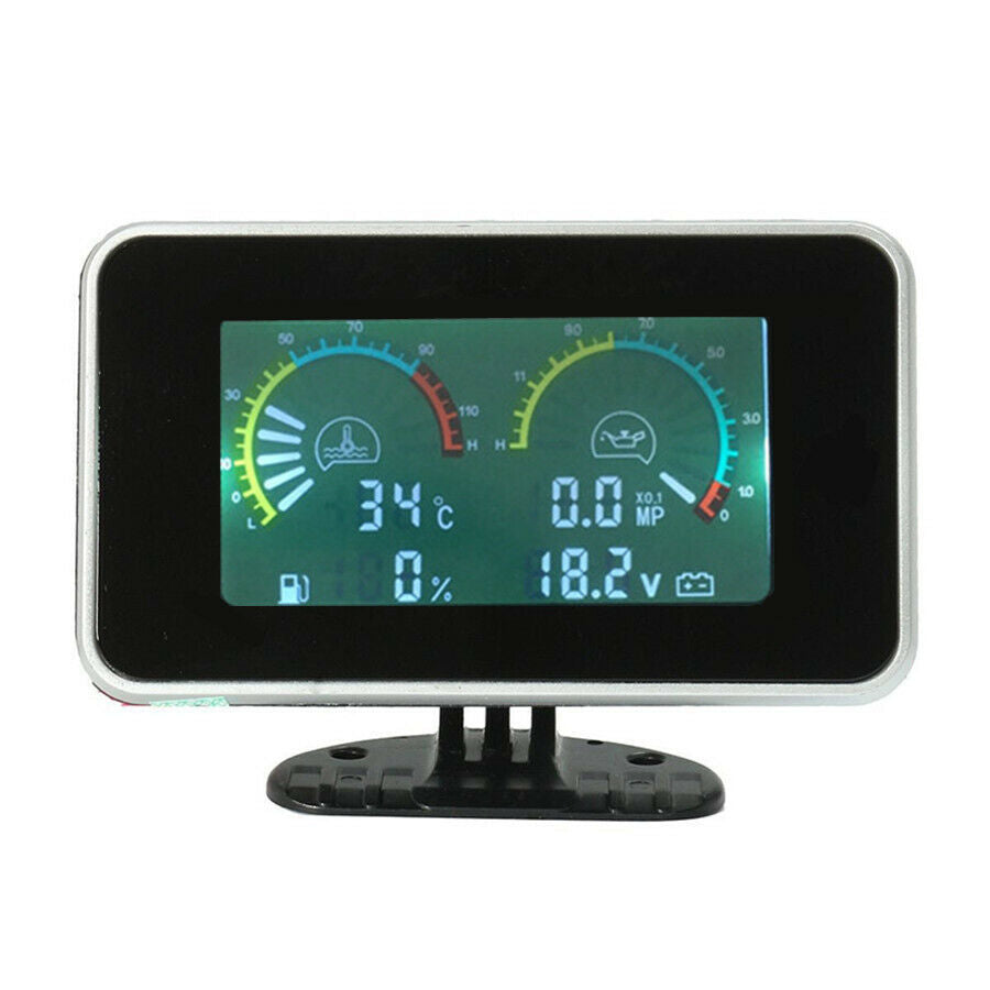 4In1 LCD Car Oil Pressure +Voltmeter +Water Temperature +Oil Fuel Gauge 12V/24V