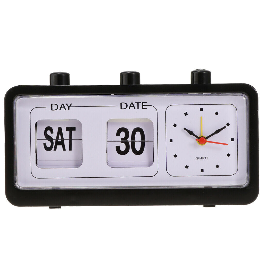 2pcs New Retro Clock Flip Display With Date & Time for Desktop Living Room