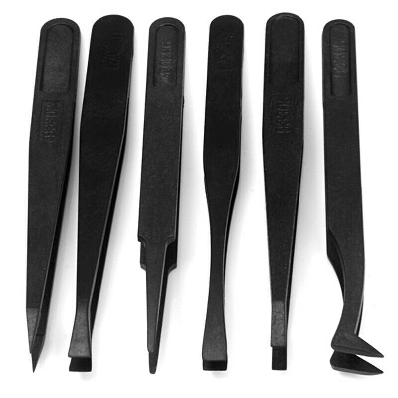 6Pcs Tweezer Anti-Static Plastic Tweezers Repair Tools for Sensitive Components