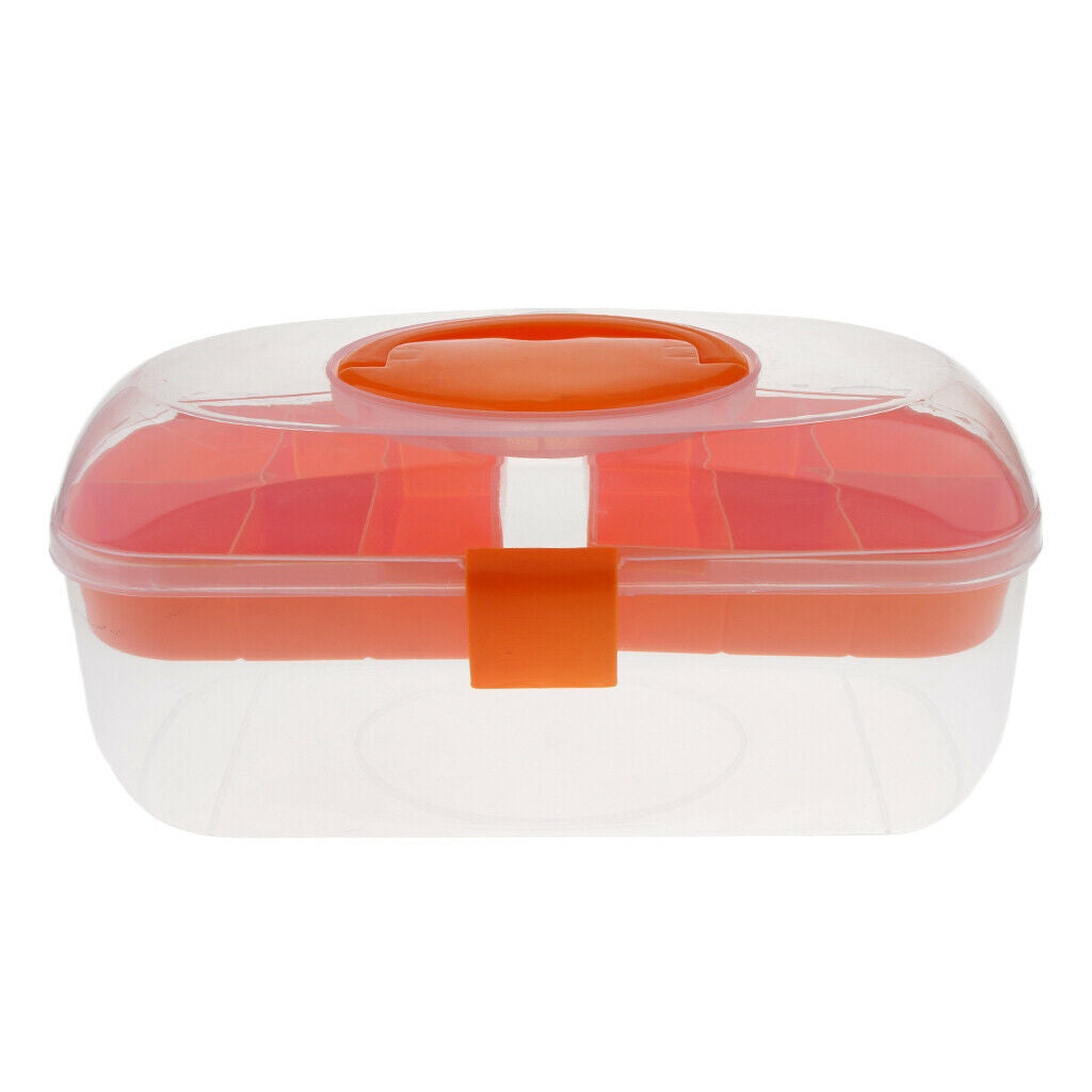 2 Layered Plastic Nail Art Tools Storage Box Brushes Pens Organizer Case Orange