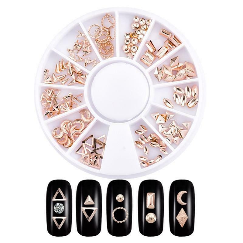 1box Nail Art Decals Multi-Shape Metal Nails Stickers DIY Decoration Accessories