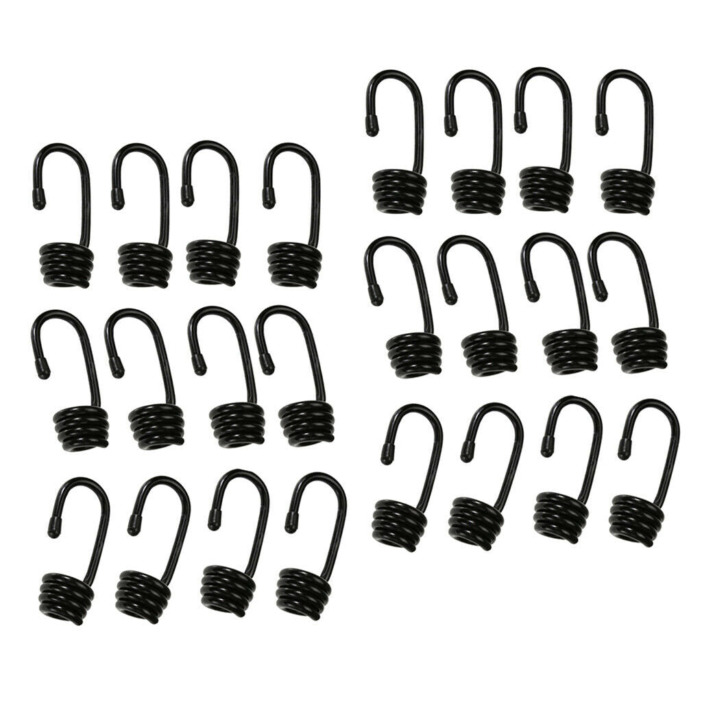 24Pcs Spiral Wire Bungee Spring Hooks 6mm Clips For Canoe Covers Sunshades