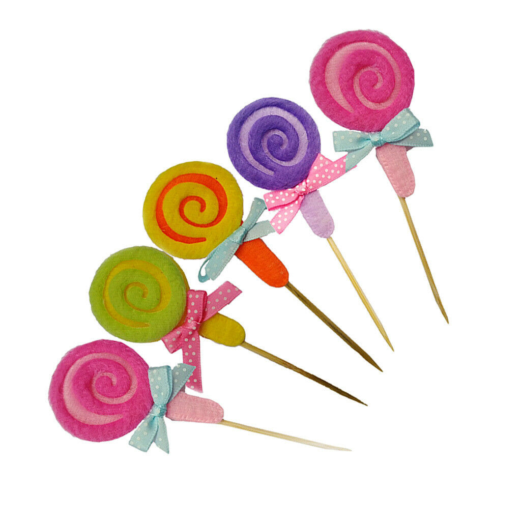 5pcs Lollipop Cake Topper Embellishments Cupcake Picks Party Supplies Decor
