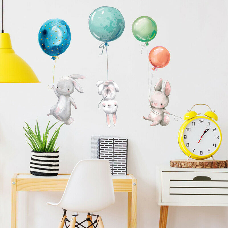 Colorful Balloon Rabbits Bedroom Wall Stickers For Kids Room children Nurser SJ