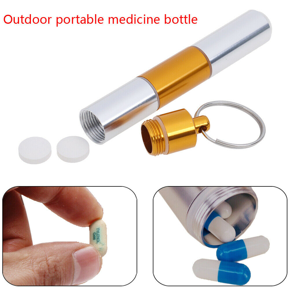 Outdoor Aluminum Pill Case Keychain Pocket Pill Holder Container Medicine.l8