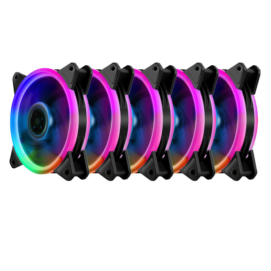 5-Pack 4-Color 12CM LED Computer Case Cooling Fan for PC