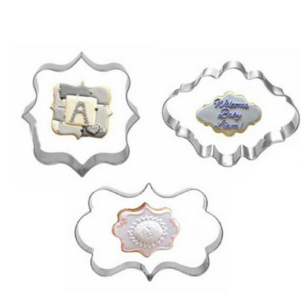 3pcs Fondant Cookies Pastry Sugar craft Decorating Mold Frame Cutter T NT.l8