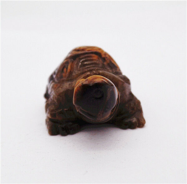 36x24x18mm Natural Tiger Eye Gem Carved Tortoise Decoration Statue Decor HH7910