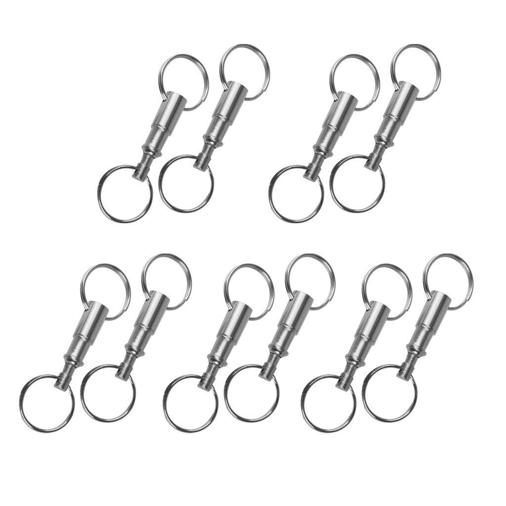 10Pcs/Pack Quick Release Keychain, Pull-Apart Removable Handy Keyring with Two
