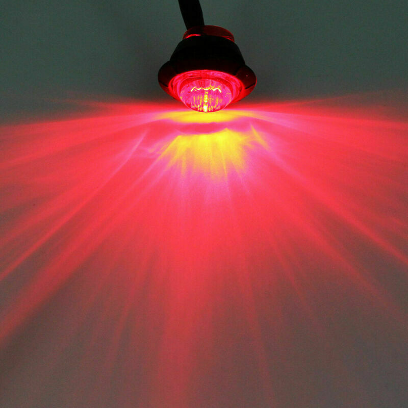 50x Mini 3/4" Red LED Bullet Marker Lights for Truck Trailer Bus Waterproof 12V