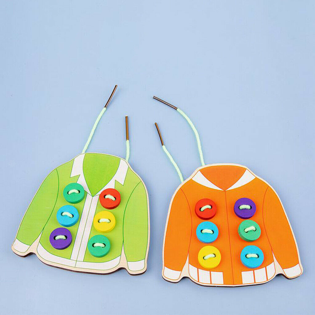 Wooden Lacing Toys Fine Motor Skill Threading Game Sewing Button Preschool