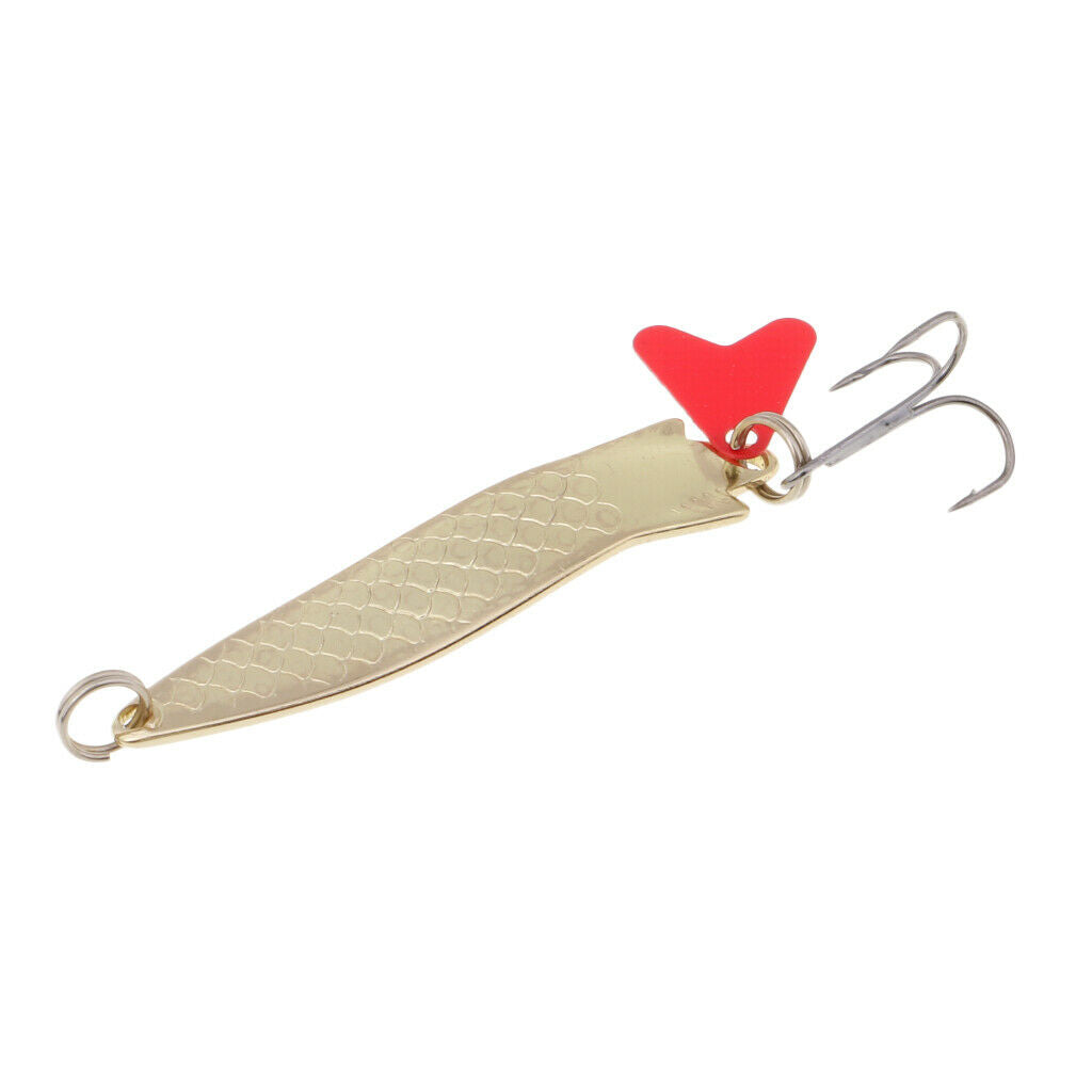 5pcs Spinner Fishing Bass Bait Lures Metal Spoon Crank Baits Tackle Hooks #3