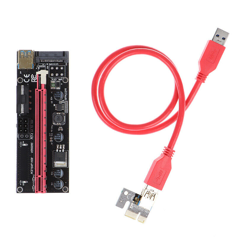 PCI-E Riser 009S Plus PCI-E 1X TO 16X Slot Adapter Riser Card 60cm USB 3.0SJCA