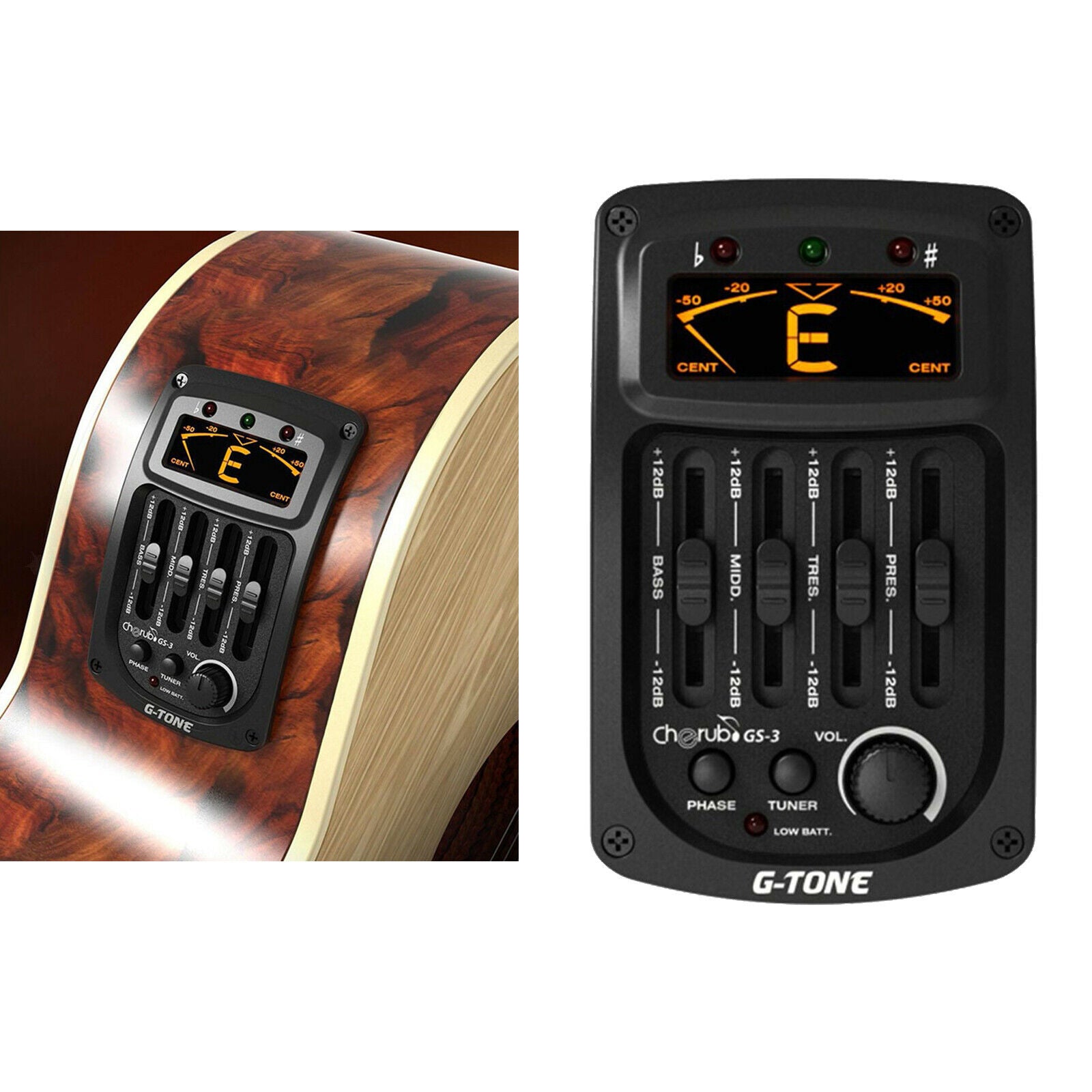 Guitar Piezo Pickup EQ Equalizer Tuner System with LCD Display Muscial