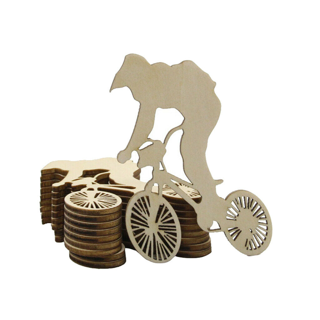 10 Pieces Wooden Gift Tags Blank Sportsmen Riding Bicycle Christmas Holiday
