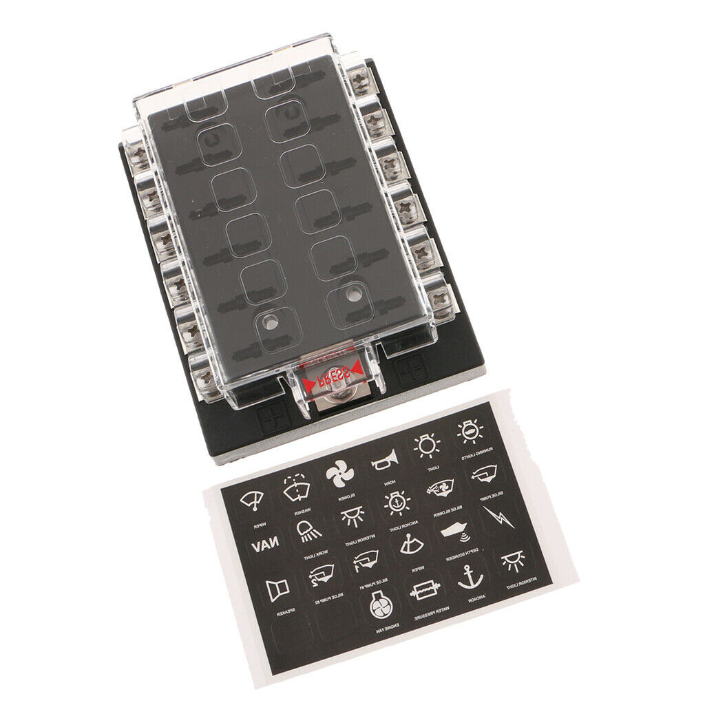 Automotive Car Marine 1 In 12 Out  ATO Blade Fuse Box Screw Holder 32V 40A