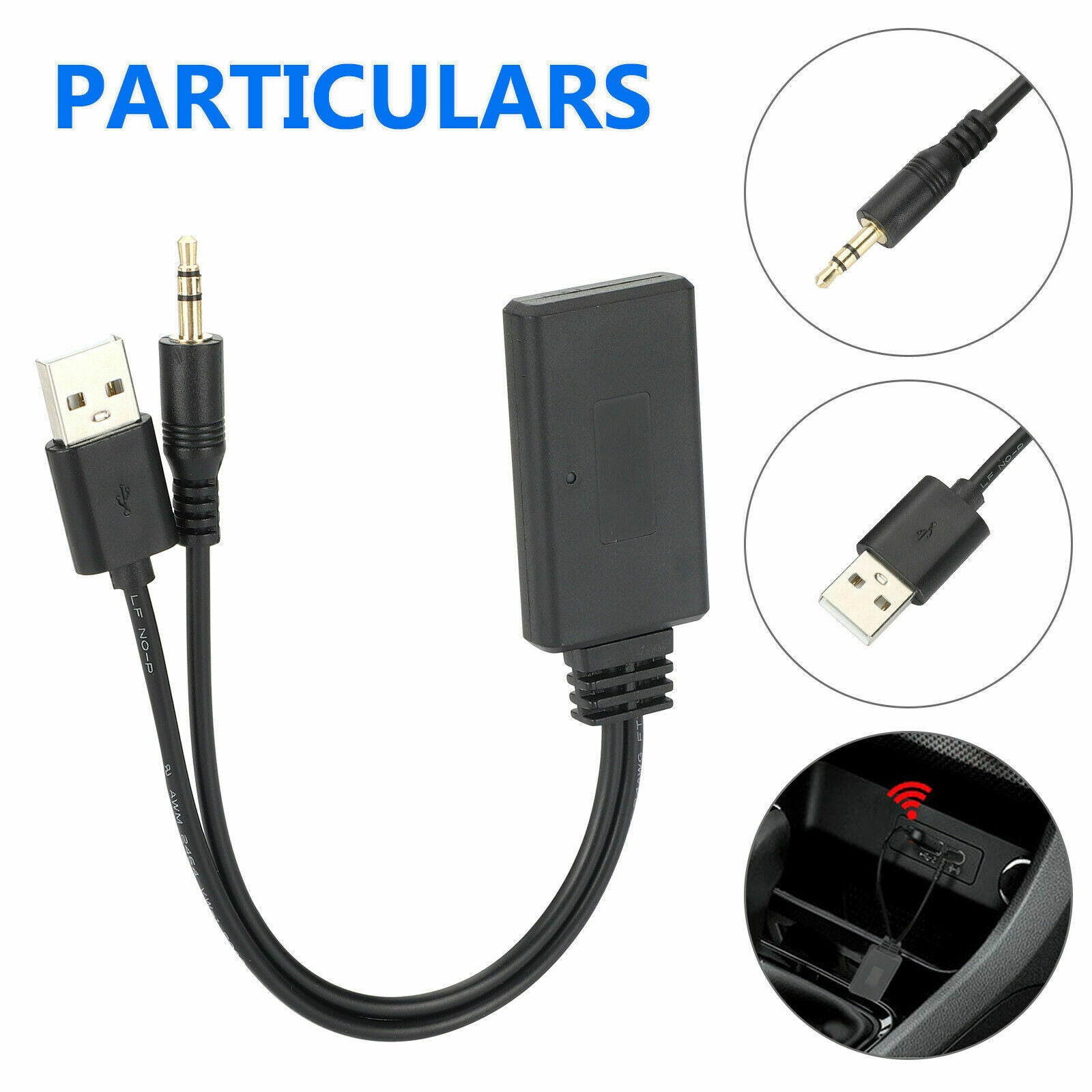 Bluetooth 5.0 Receiver Adapter USB + 3.5mm Jack Stereo Audio For Car AUX Speaker