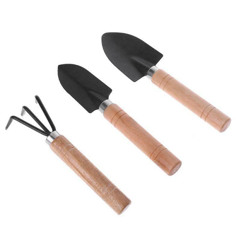 3pcs Mini Garden Shovel Rake Spade Erramientas Bonsai Tools Set Wooden Handle