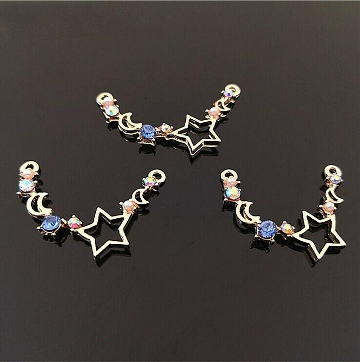 10pcs Star moon Necklace pendant Alloy fittings  Handmade Necklace Accessories