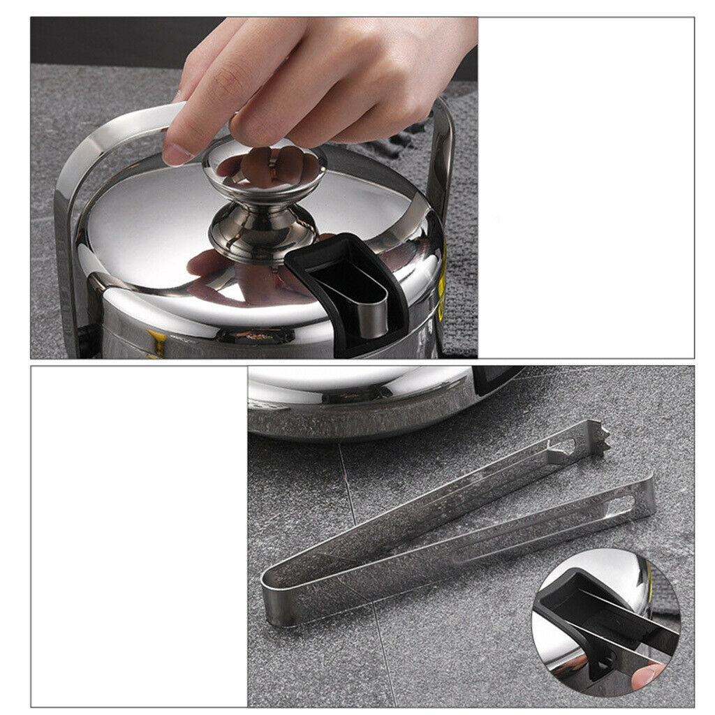 1.3L Stainless Steel Ice Bucket Champagne Wine Cooler with Handles Bar Party