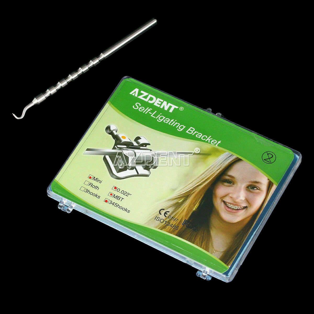2 Packs Orthodontic Brackets With Buccal Tube Dental Mini MBT.022 Hooks 3-4-5