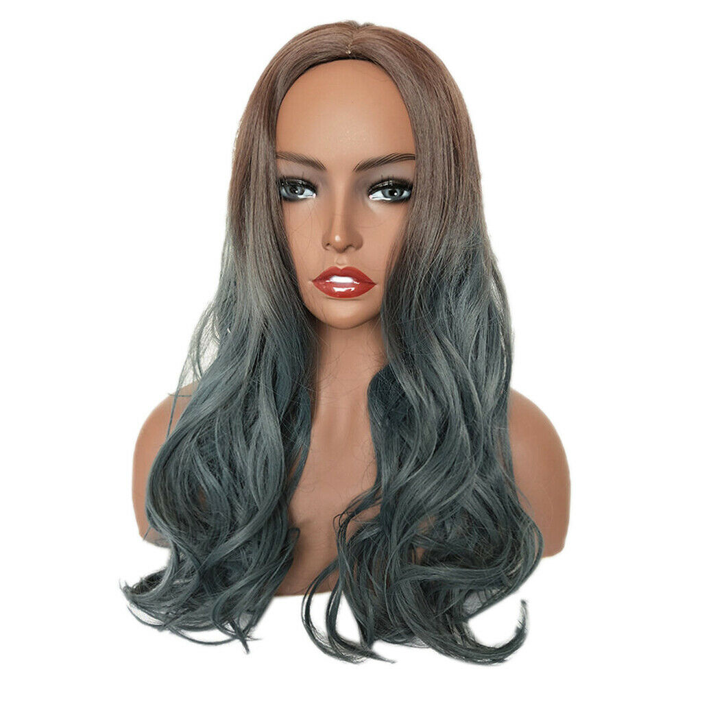 Ombre Middle Part 22" Long Wavy Synthetic Fiber Wigs for Women 5 Styles 05