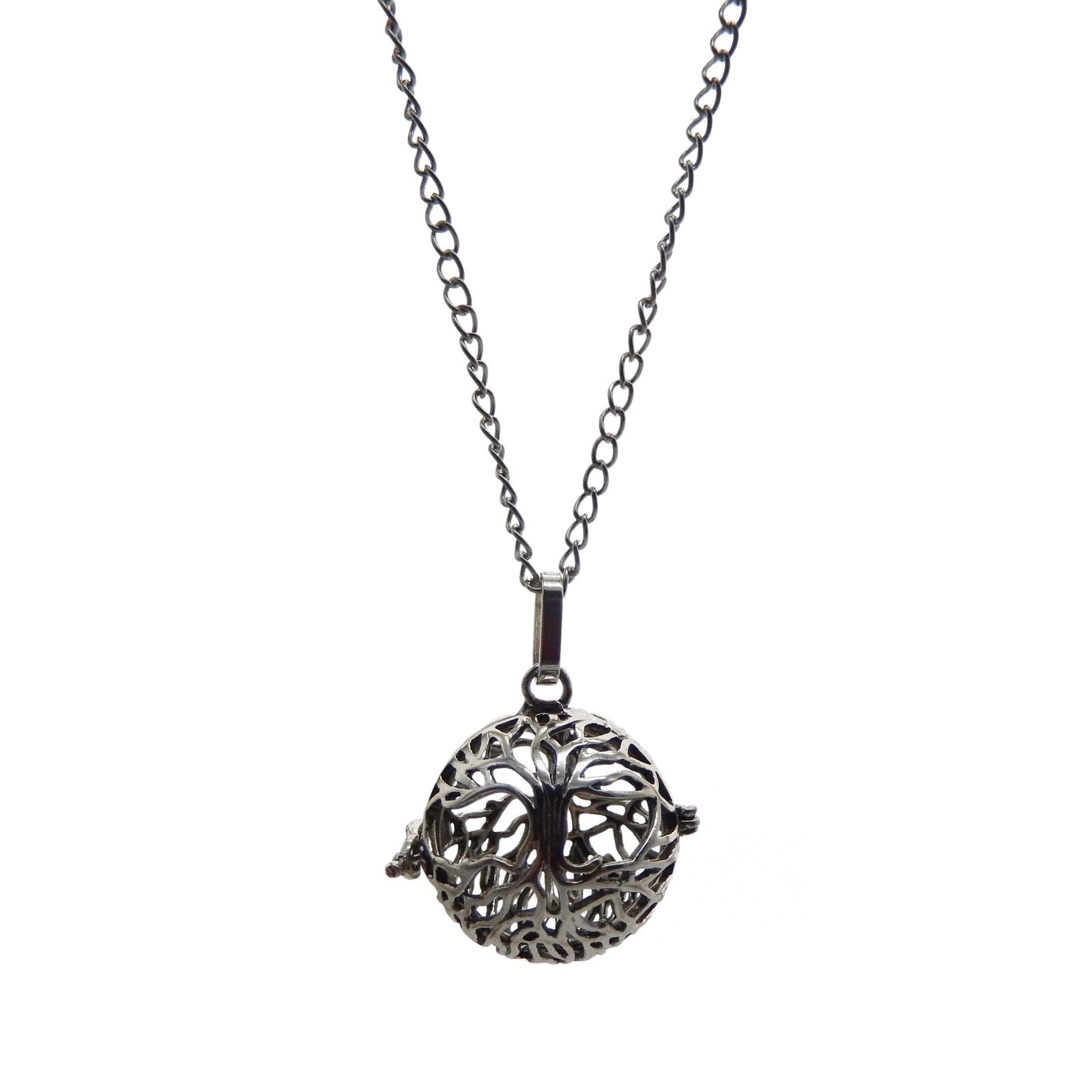 3pcs Retro Style Brass Hollow Perfume Diffuser Locket Bola Ball Harmony Necklace