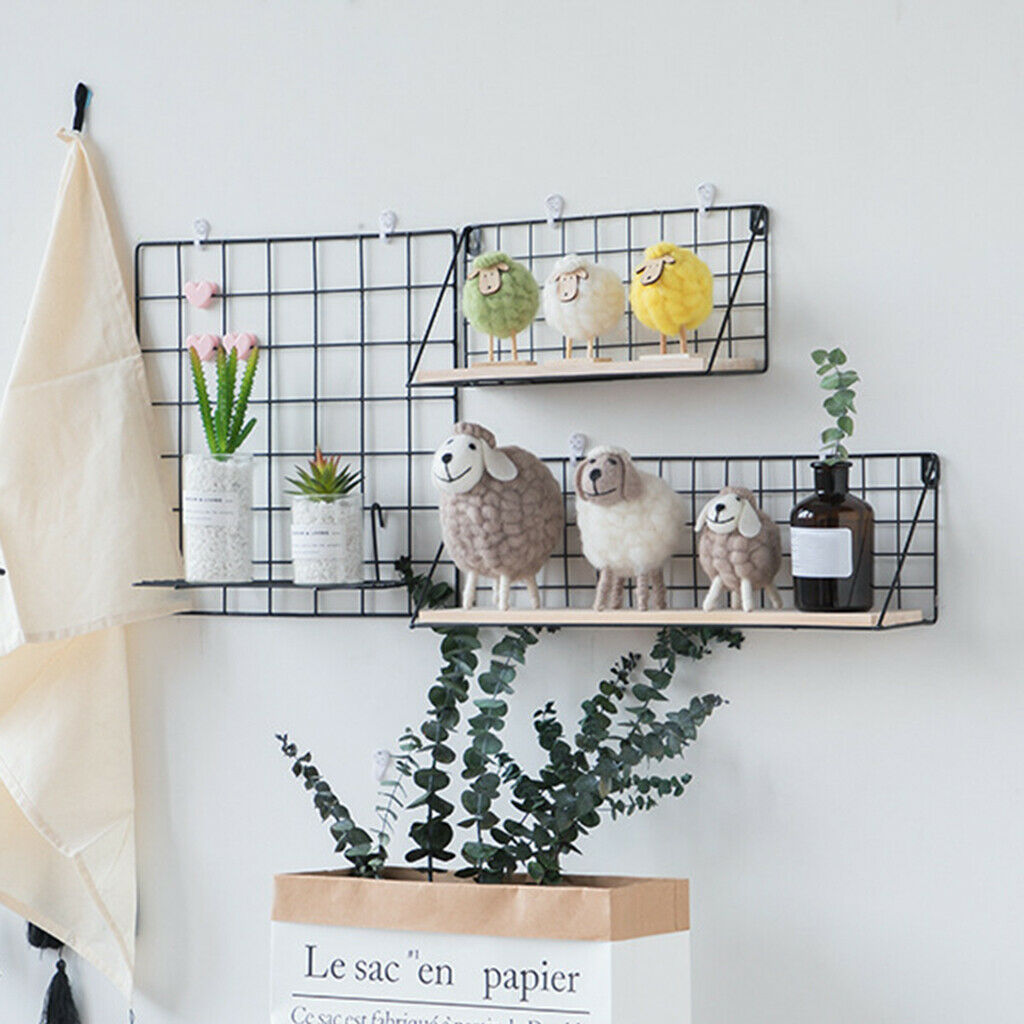 4Pcs Wall Grid Panel Basket Picture Display Memo Board Bedroom Cubicle