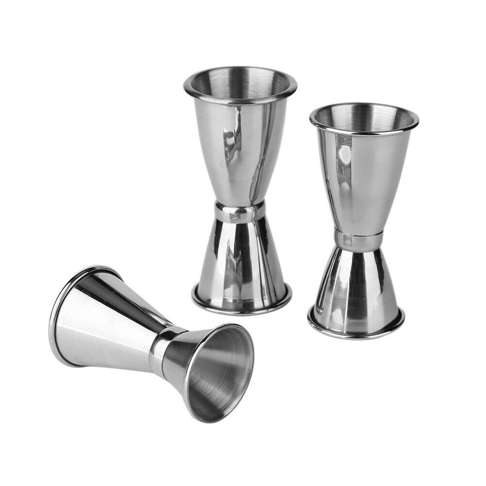 3Pcs Stainless Steel Cocktail Drink Tool Mixer Measuring Cup Jigger Measurer Set
