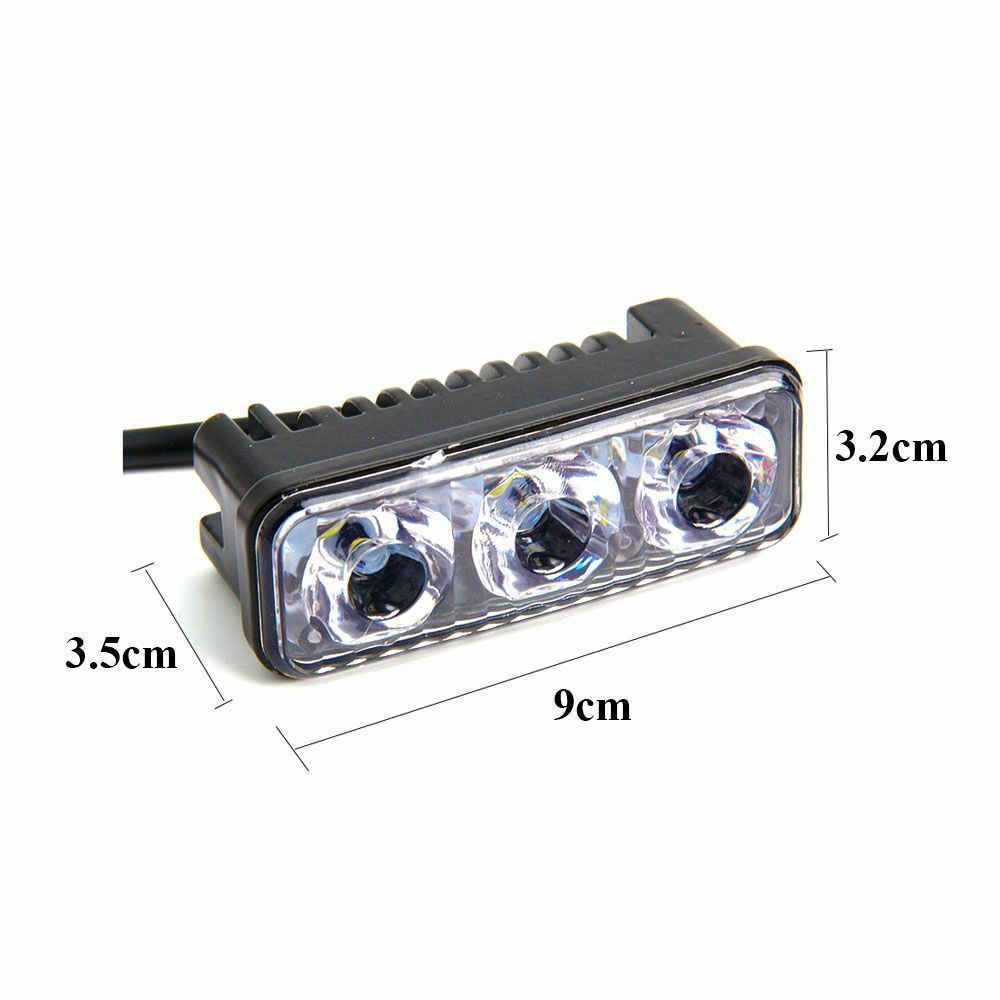 2x 3 LED White High Power Car DRL Daytime Running Light Fog Lamp Universal 12V