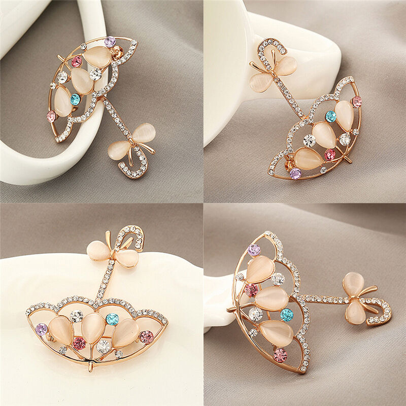 Opal And Rhinestone Umbrella Brooch Pin Cute Korea Style Brooches For Wom.l8