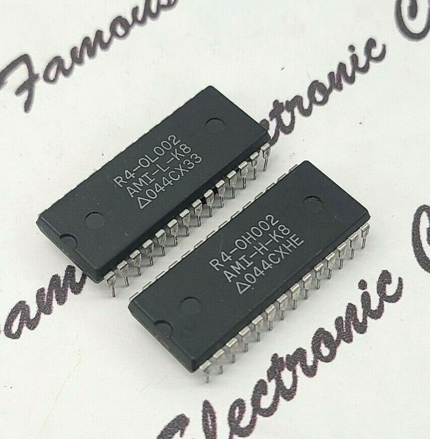1pair - AMI-L-K8 R4-OL002 - AMI-H-K8 R4-OH002  DIP-28 Integrated Circuit (IC)