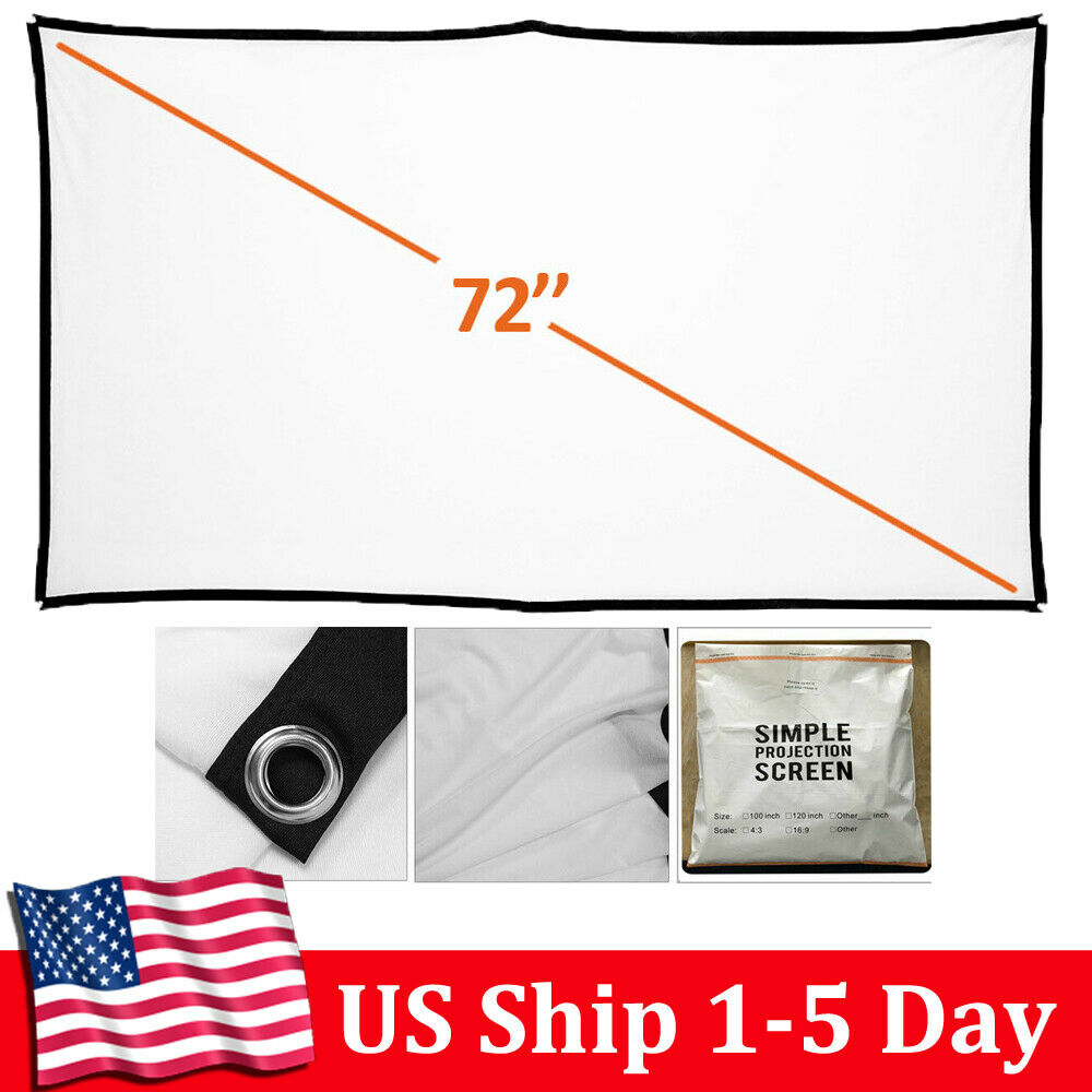 72'' Portable Folding Screen Projection 16:9 Home Theater Movie Outdoor Camping