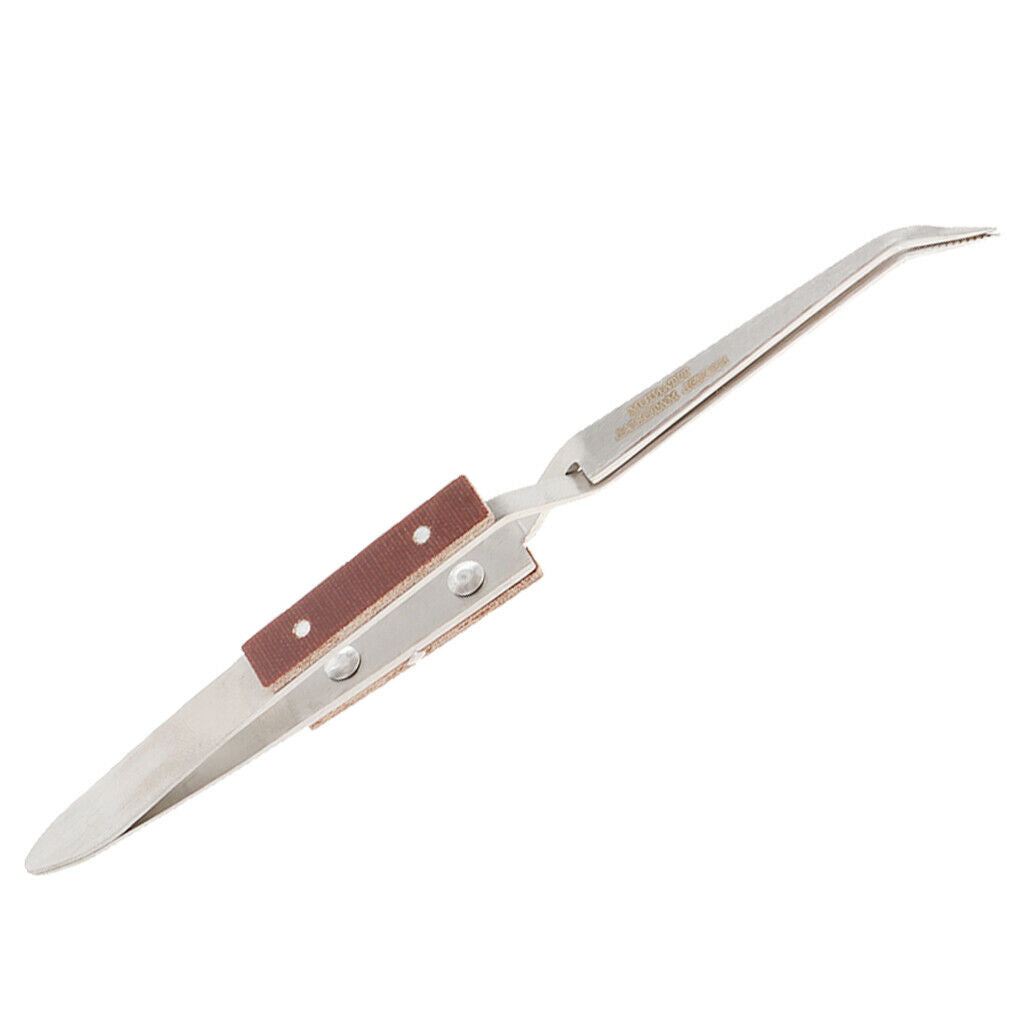 Stainless Steel Soldering Bouncing Self Clip Welding Fixed Tweezer Curved