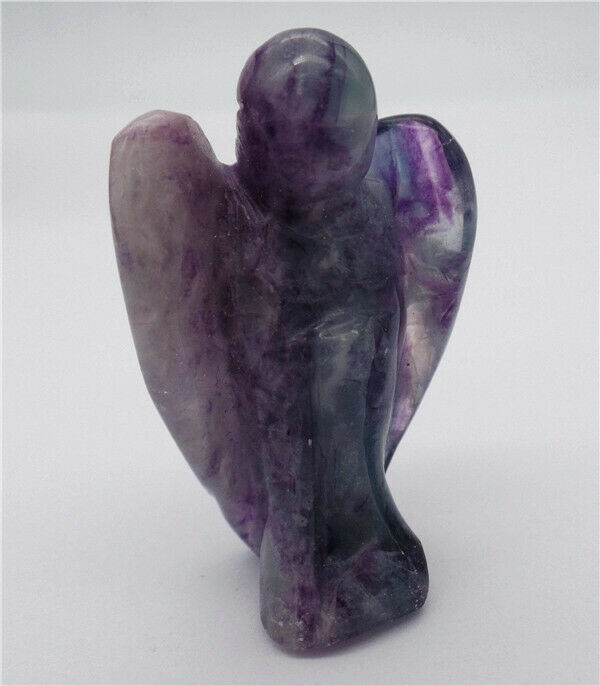 50x30x19mm Rainbow Fluorite Carved Angel Statue Reiki Healing Decoration HH8103