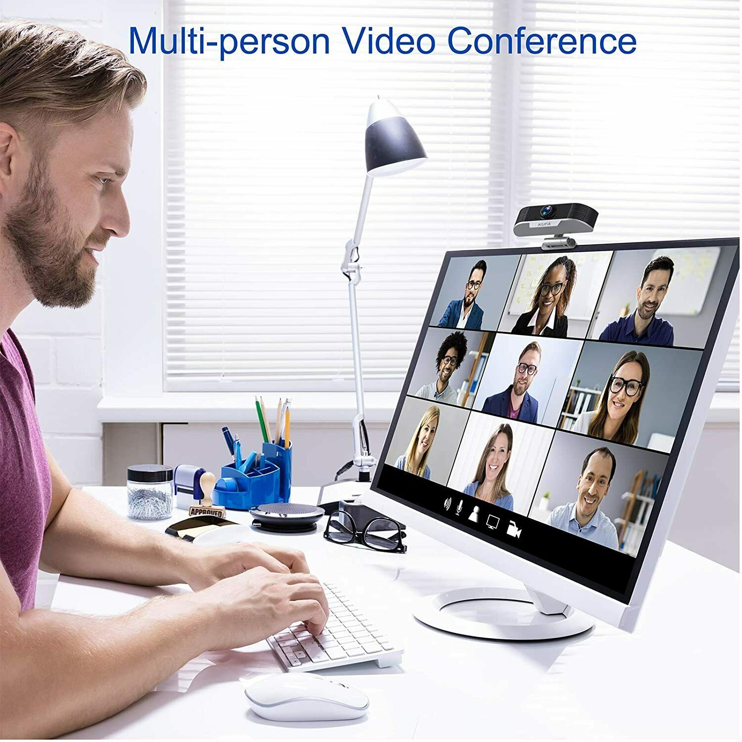 Webcam with Microphone, 1080P HD USB Pc Computer Cameras with Tripod, Web Camera
