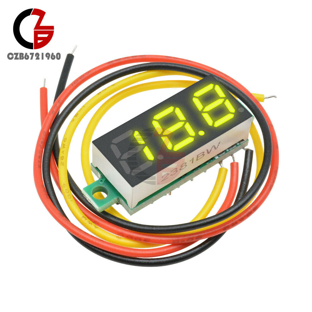 0.28" Yellow LED DC 0-100V Voltmeter Digital Display Voltage VOLT METER 12V 24V