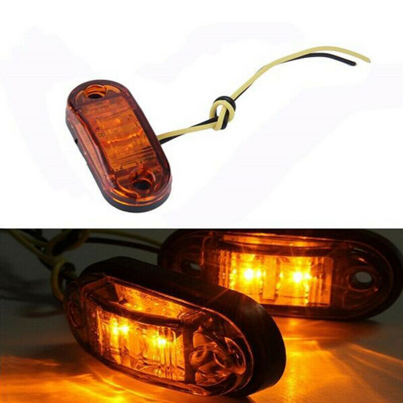 10Pcs Amber 2LED Clearance Trailer Truck Lorry Side Marker Turn Lamp Light Handy