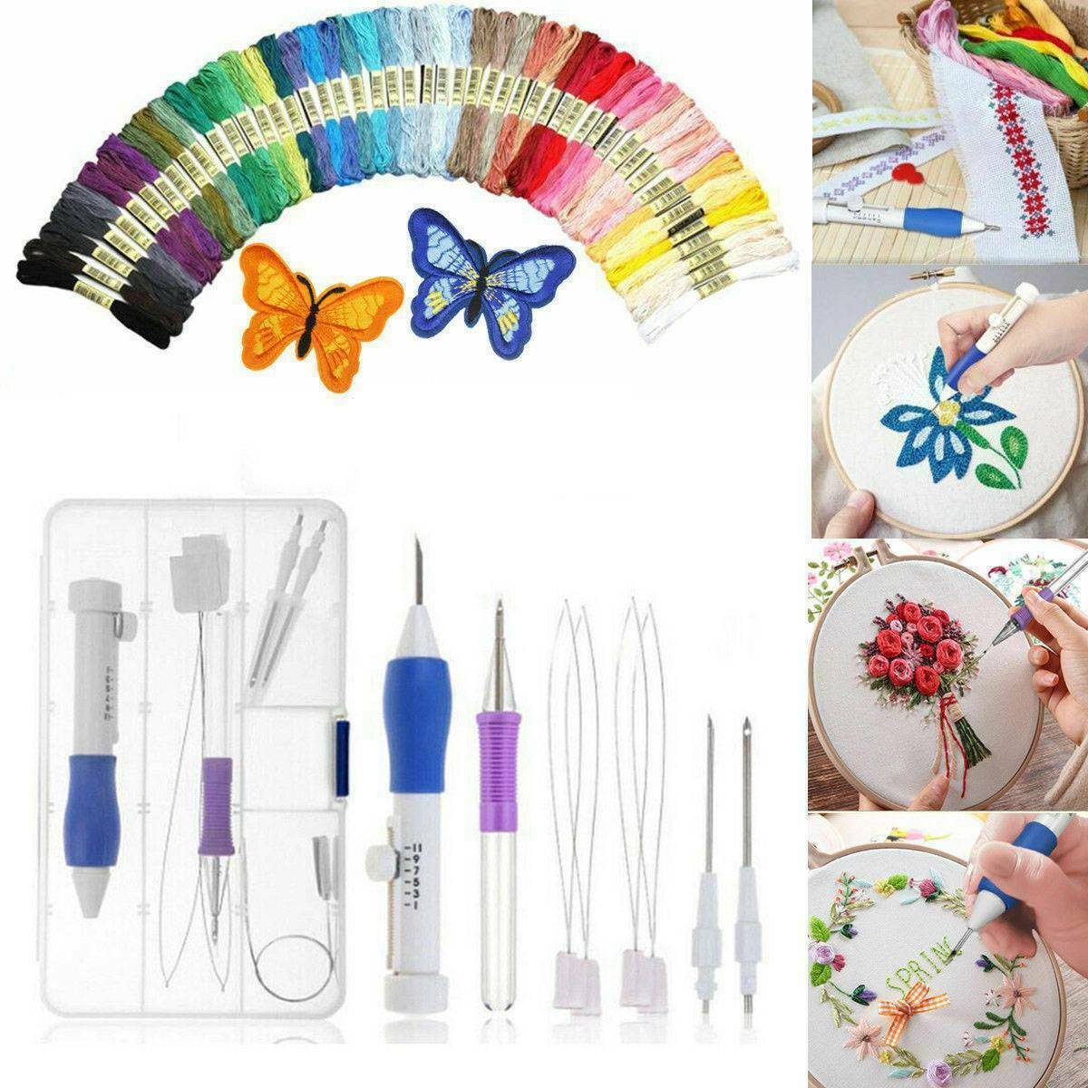 DIY Embroidery Knitting Punch Needle Pen Magic Sewing Tool Kit Thread Set USA !!