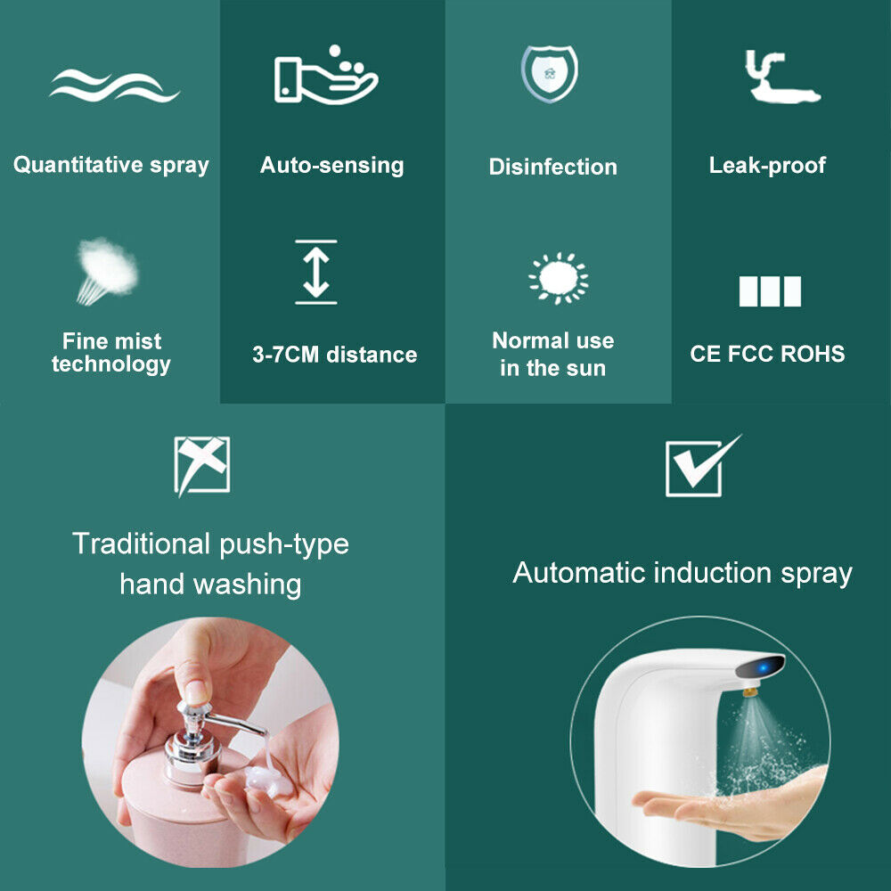 300ML Automatic Soap Dispenser Sensor Spray Machine Household Rechargeable