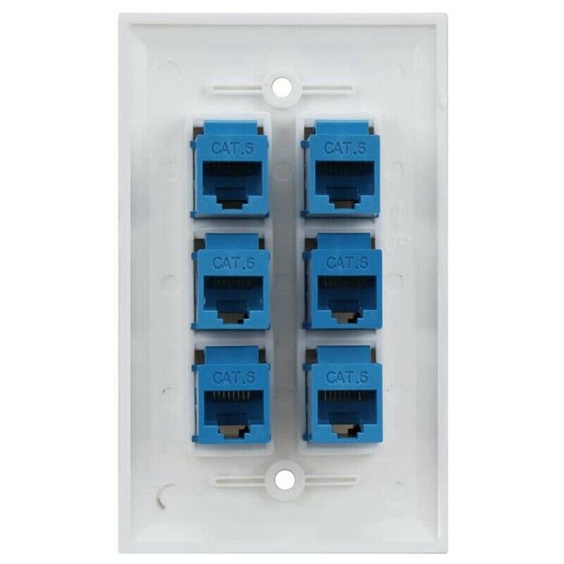 Cat 6 Ethernet Wall Plate 6 Port,Ethernet Wall Plate Female-Female Removable CD7