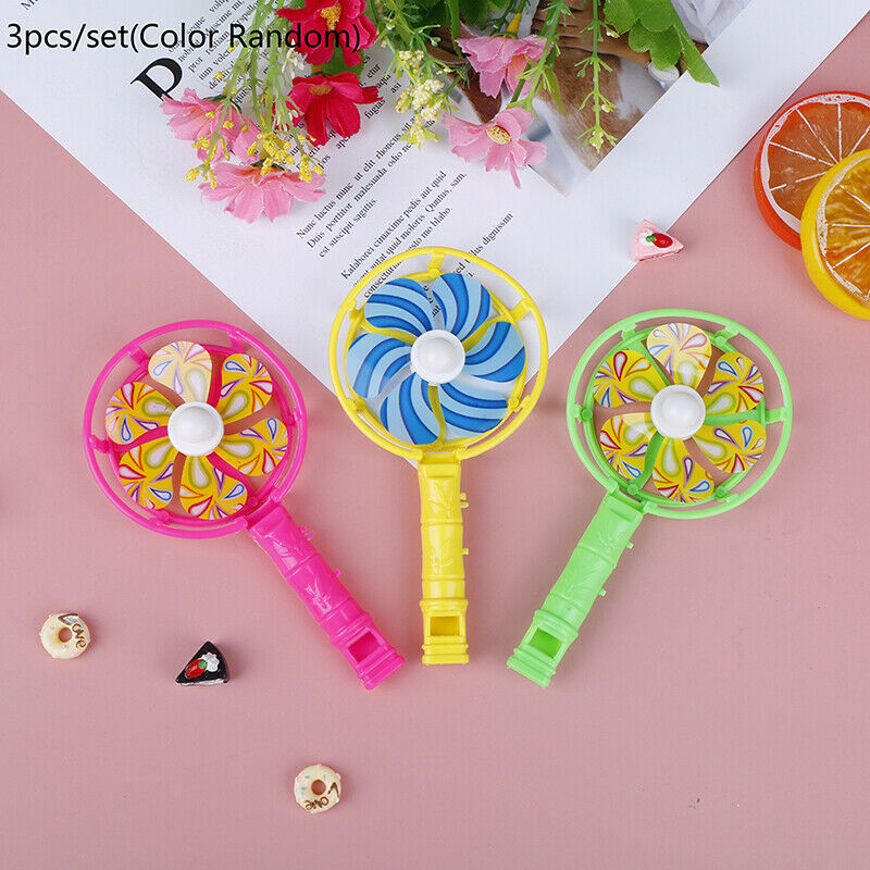 3Pcs/set Children Plastic Windmill Whistling Handle Toys PinwheelATAUY1