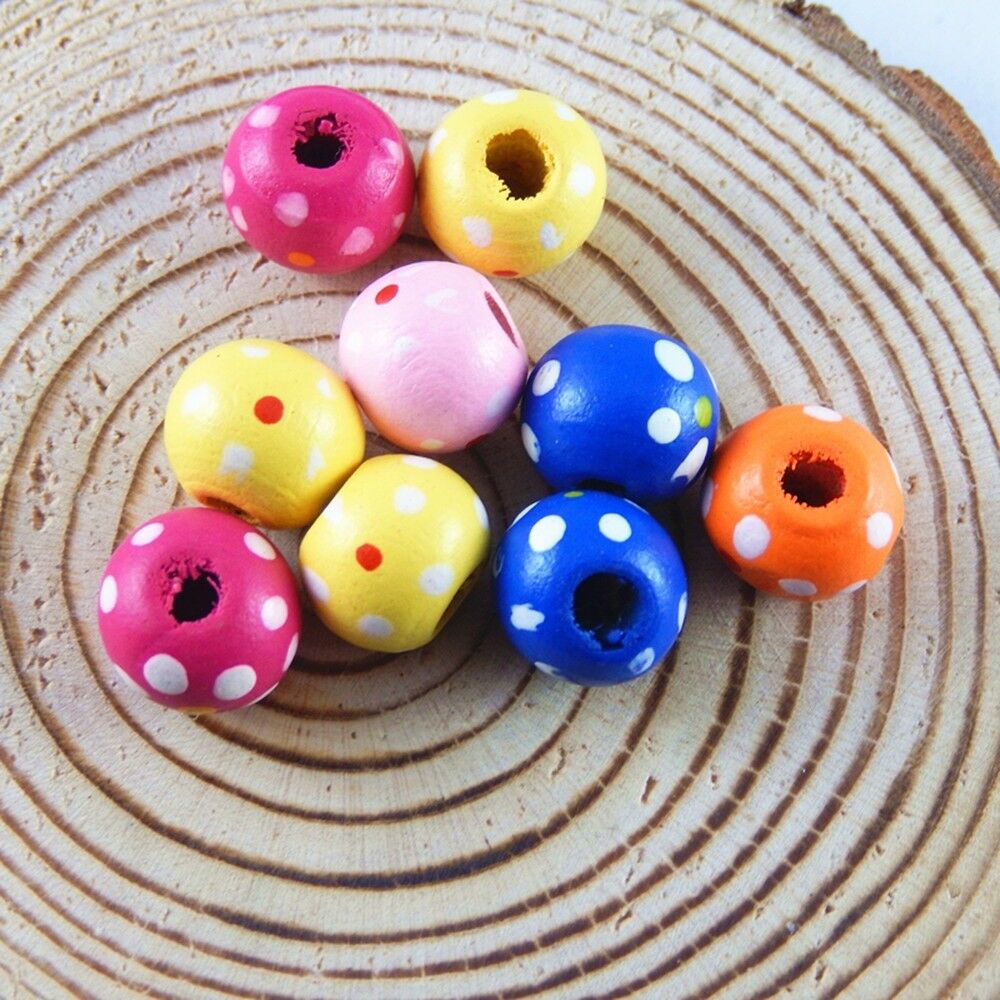 300pcs Multi Color Wood Beads Charm For Jewelry Bracelet Pendant Making 10*9*9mm