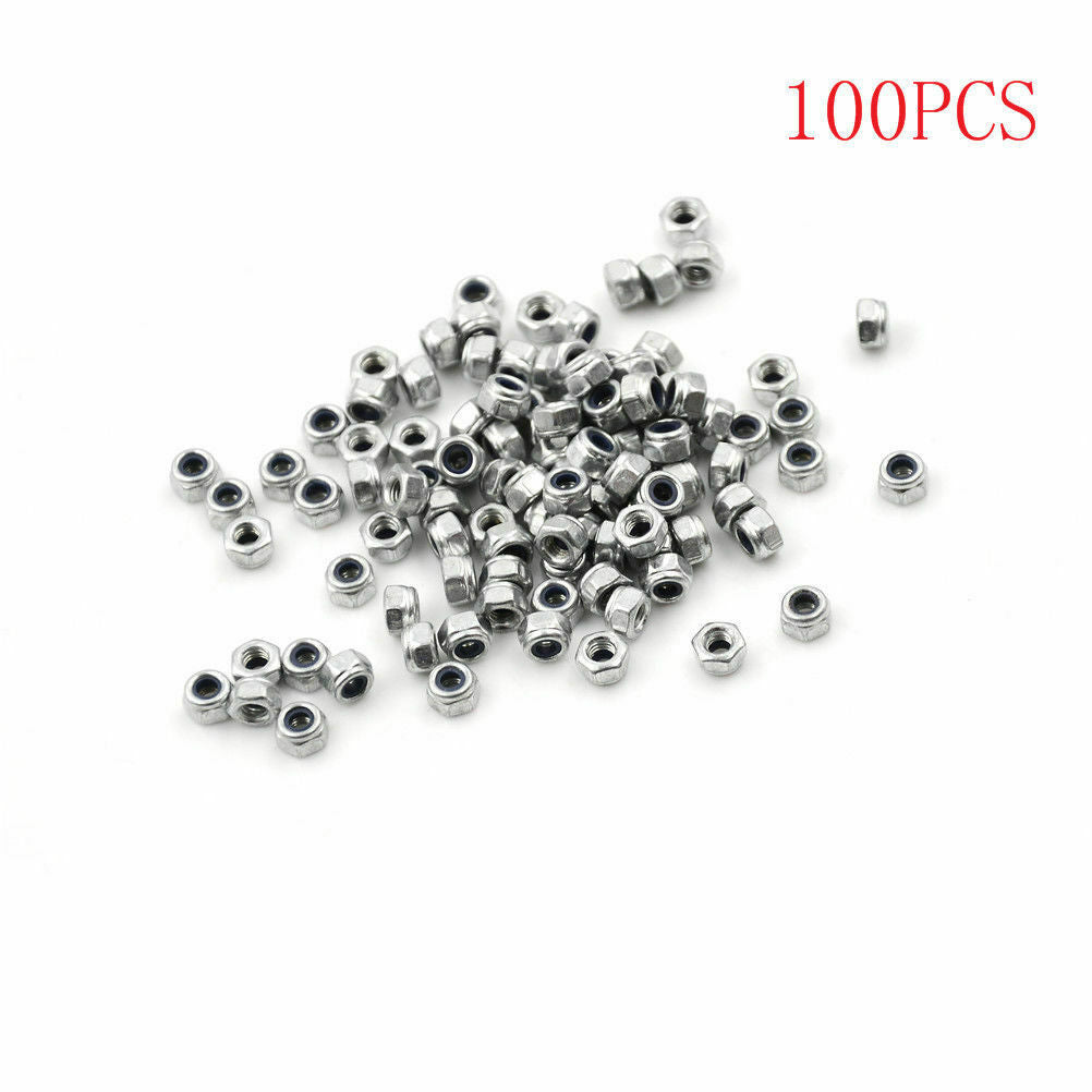 100pcs M3 x 0.5mm Stainless Steel Nylock Nylon Insert Hex Self-locking Nuts TEUS