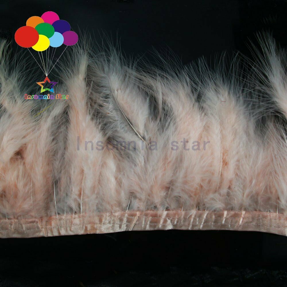 2 Meter Natural Fluffy Champagne pink Marabou Trim Turkey Feathers Fringe CRAFTS