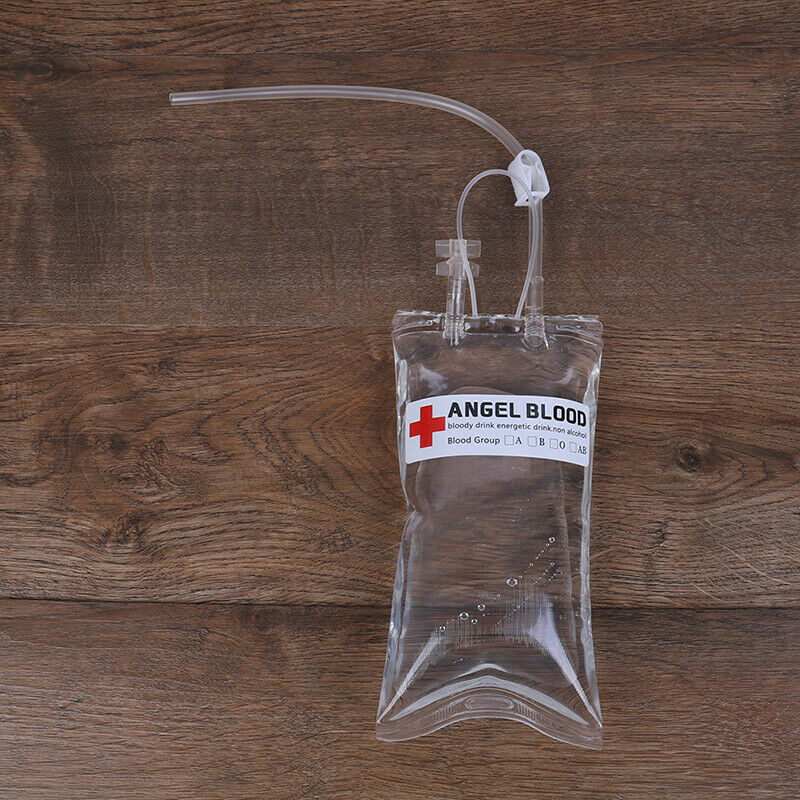 500ml Reusable Blood Bag Drink Halloween Party Long Tube Filling ,KNQ XC